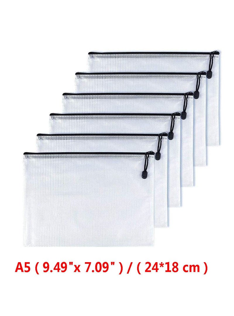 OAIMYY أويماي - A5 (9" × 7"، 12 قطعة)، حقيبة مجلدات بلاستيكية بشبكة بسحاب ومجلدات ملفات بسحاب لوازم المدرسة والمكتب، السفر، تنظيم ألعاب الألغاز - أسود - Image 2